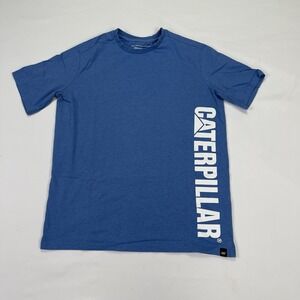 Caterpillar CAT Logo Men's Short Sleeve T-Shirt  Blue Size Small